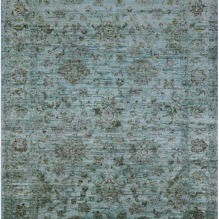 Mid-Century Modern Cadet Blue Green Oriental Rug, urb2437