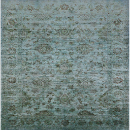 Square Machine Washable Industrial Modern Cadet Blue Green Rug, wshurb2437