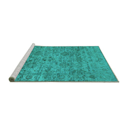 Sideview of Machine Washable Oriental Turquoise Traditional Area Rugs, wshurb2437turq