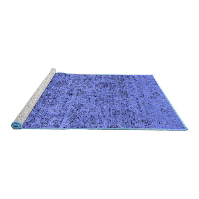 Sideview of Machine Washable Oriental Blue Traditional Rug, wshurb2437blu