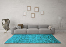 Machine Washable Oriental Light Blue Traditional Rug in a Living Room, wshurb2437lblu