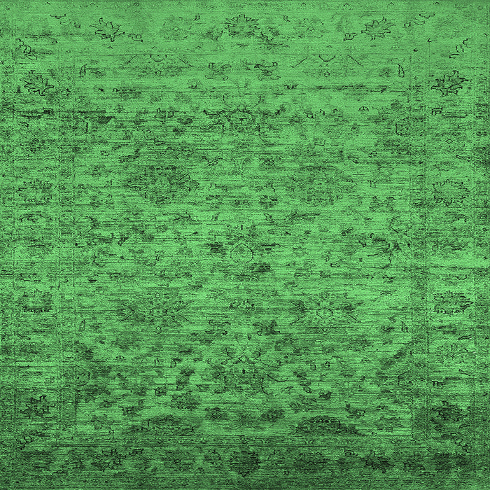 Square Machine Washable Oriental Emerald Green Traditional Area Rugs, wshurb2437emgrn