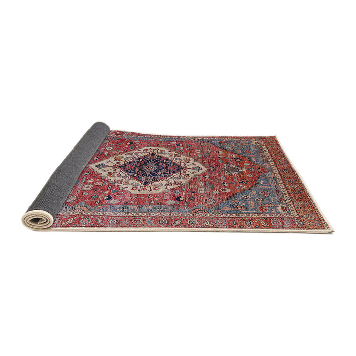 Sideview of Mid-Century Modern Fire Brick Red Persian Rug, urb2438