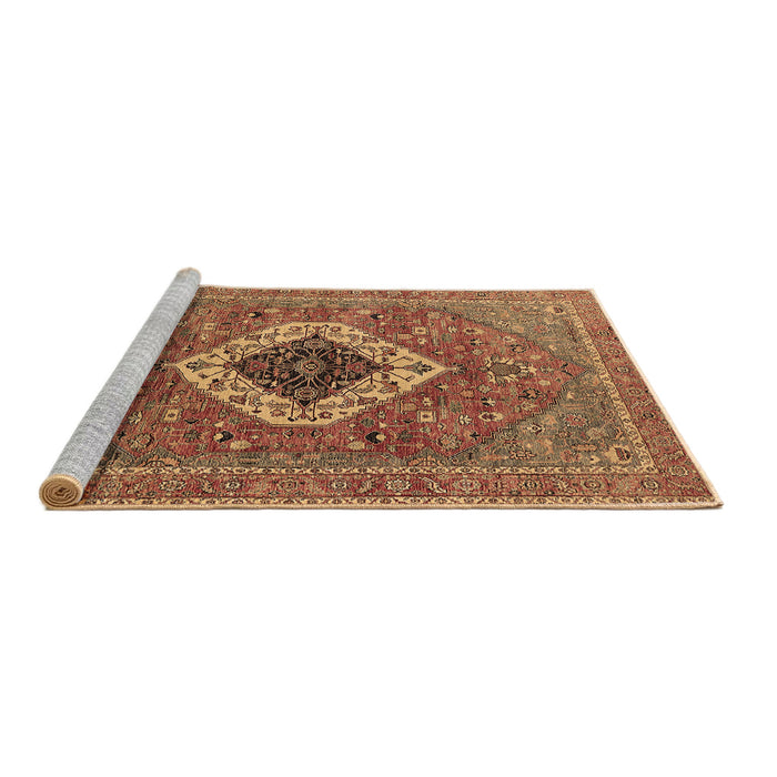 Sideview of Machine Washable Persian Brown Traditional Rug, wshurb2438brn