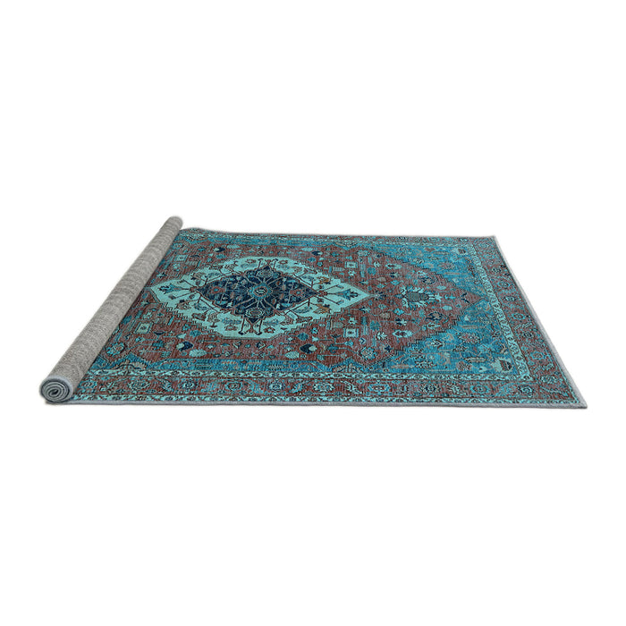 Sideview of Machine Washable Persian Light Blue Traditional Rug, wshurb2438lblu