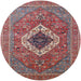 Round Machine Washable Industrial Modern Fire Brick Red Rug, wshurb2438