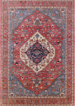 Machine Washable Industrial Modern Fire Brick Red Rug, wshurb2438