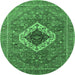 Round Persian Emerald Green Traditional Rug, urb2438emgrn