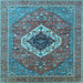 Square Machine Washable Persian Light Blue Traditional Rug, wshurb2438lblu