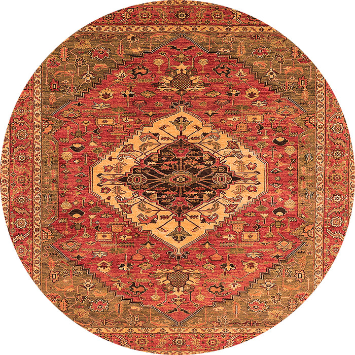 Round Persian Orange Traditional Rug, urb2438org