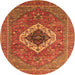 Round Persian Orange Traditional Rug, urb2438org