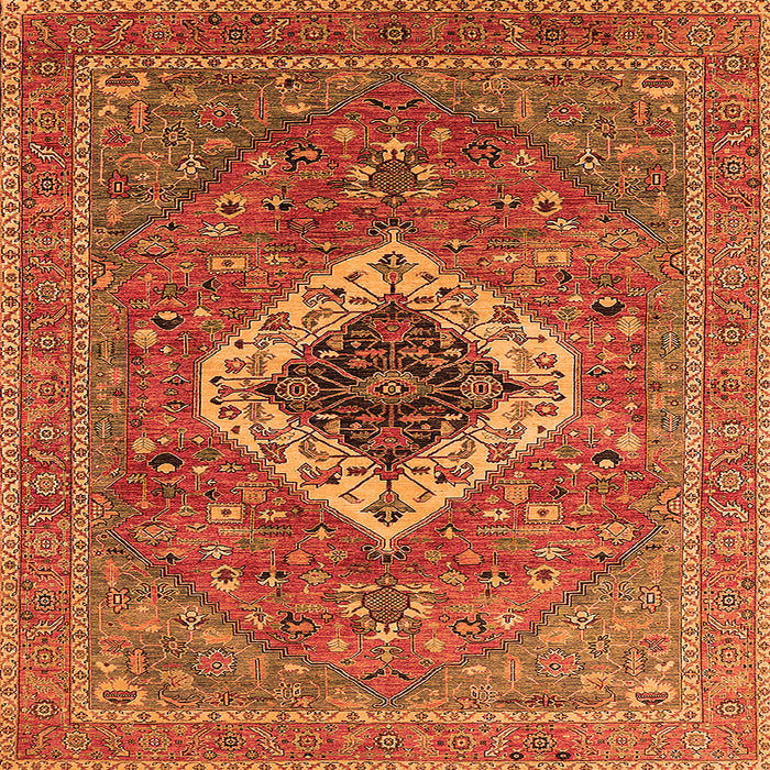 Square Machine Washable Persian Orange Traditional Area Rugs, wshurb2438org