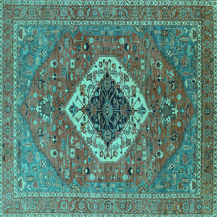 Square Persian Turquoise Traditional Rug, urb2438turq