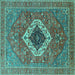 Square Persian Turquoise Traditional Rug, urb2438turq