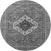 Round Machine Washable Persian Gray Traditional Rug, wshurb2438gry