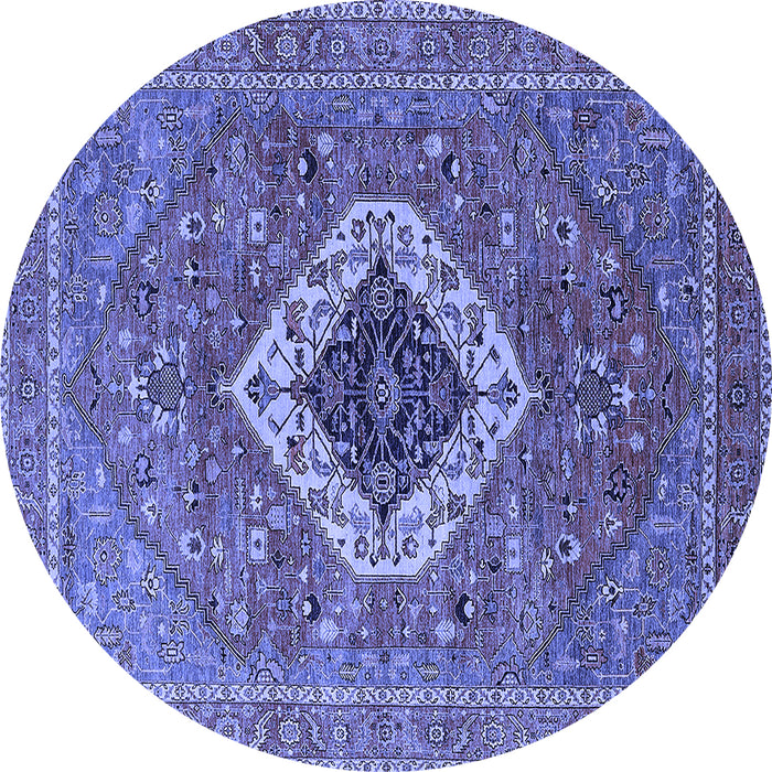 Round Persian Blue Traditional Rug, urb2438blu