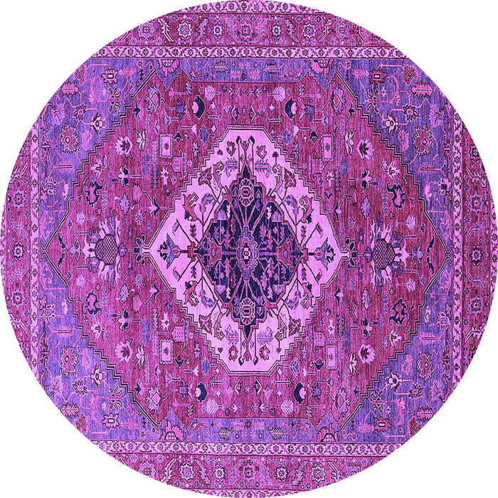 Round Machine Washable Persian Purple Traditional Area Rugs, wshurb2438pur