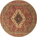 Round Persian Brown Traditional Rug, urb2438brn
