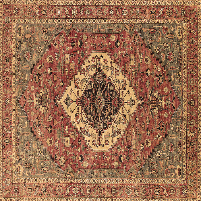 Square Machine Washable Persian Brown Traditional Rug, wshurb2438brn