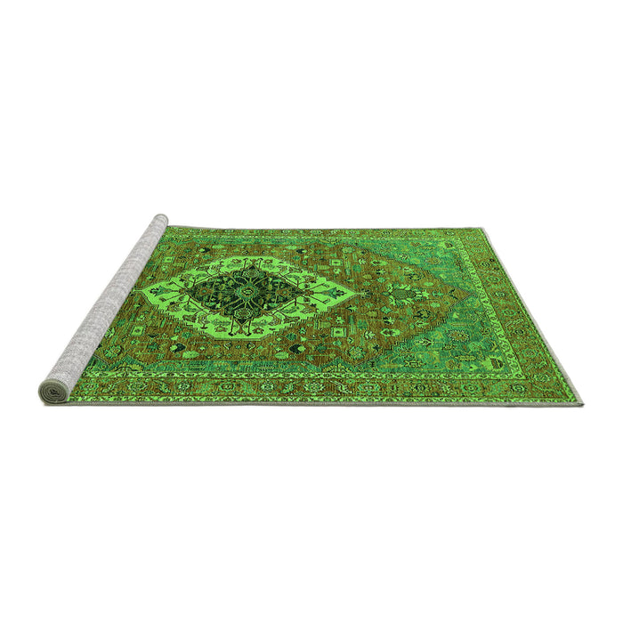 Sideview of Machine Washable Persian Green Traditional Area Rugs, wshurb2438grn