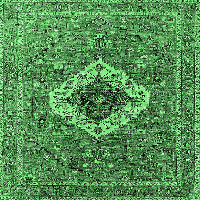 Square Persian Emerald Green Traditional Rug, urb2438emgrn