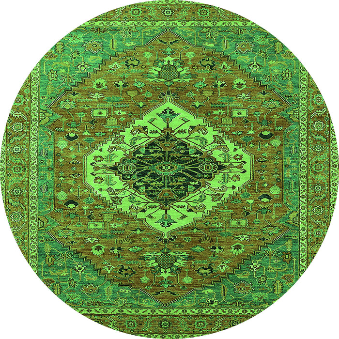 Round Persian Green Traditional Rug, urb2438grn