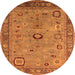 Round Oriental Orange Industrial Rug, urb2439org