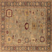 Square Machine Washable Oriental Brown Industrial Rug, wshurb2439brn