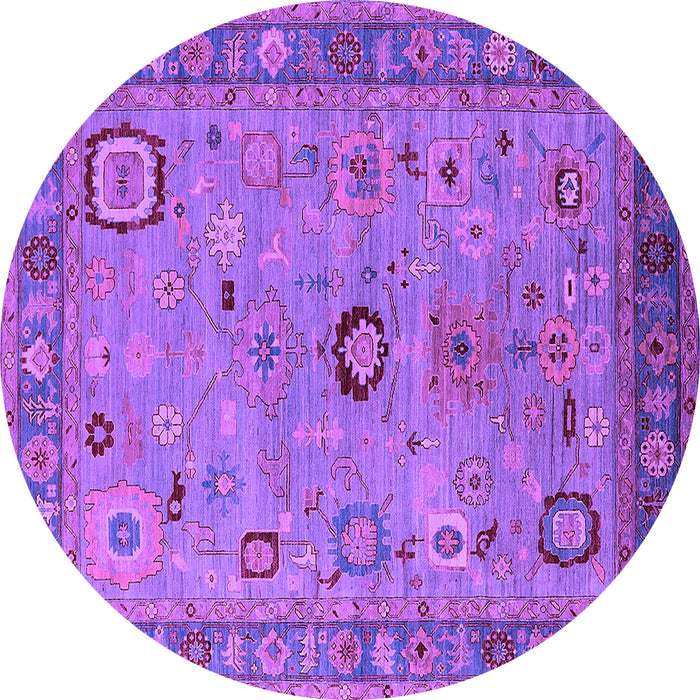 Round Machine Washable Oriental Purple Industrial Area Rugs, wshurb2439pur