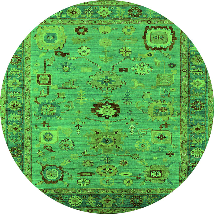 Round Oriental Green Industrial Rug, urb2439grn