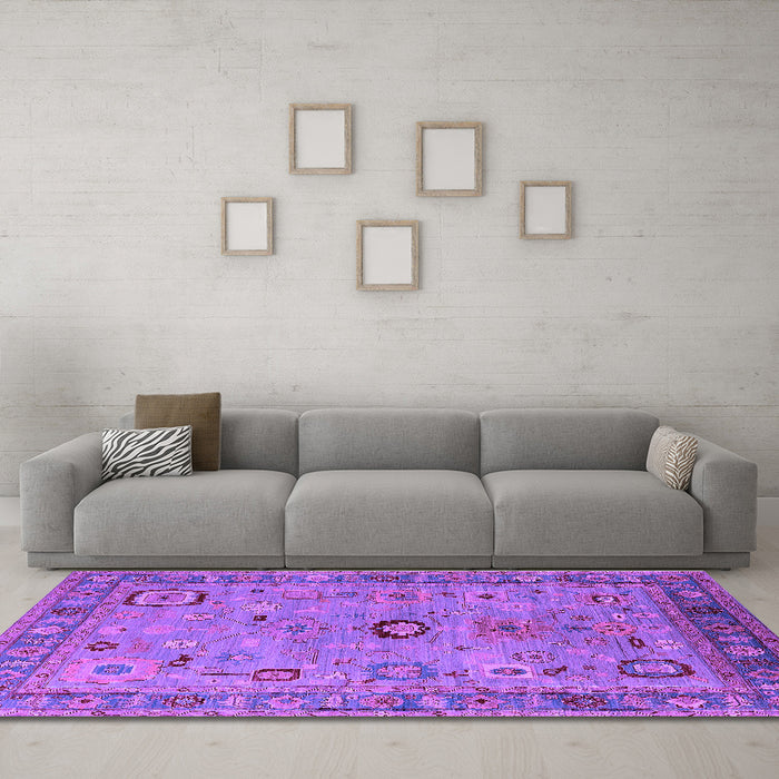 Machine Washable Oriental Purple Industrial Area Rugs in a Living Room, wshurb2439pur
