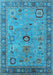 Machine Washable Oriental Light Blue Industrial Rug, wshurb2439lblu