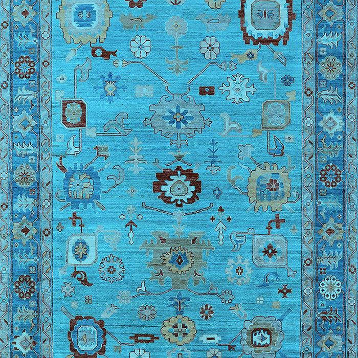 Machine Washable Oriental Light Blue Industrial Rug, wshurb2439lblu