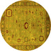 Round Oriental Yellow Industrial Rug, urb2439yw