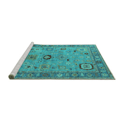 Sideview of Machine Washable Oriental Turquoise Industrial Area Rugs, wshurb2439turq