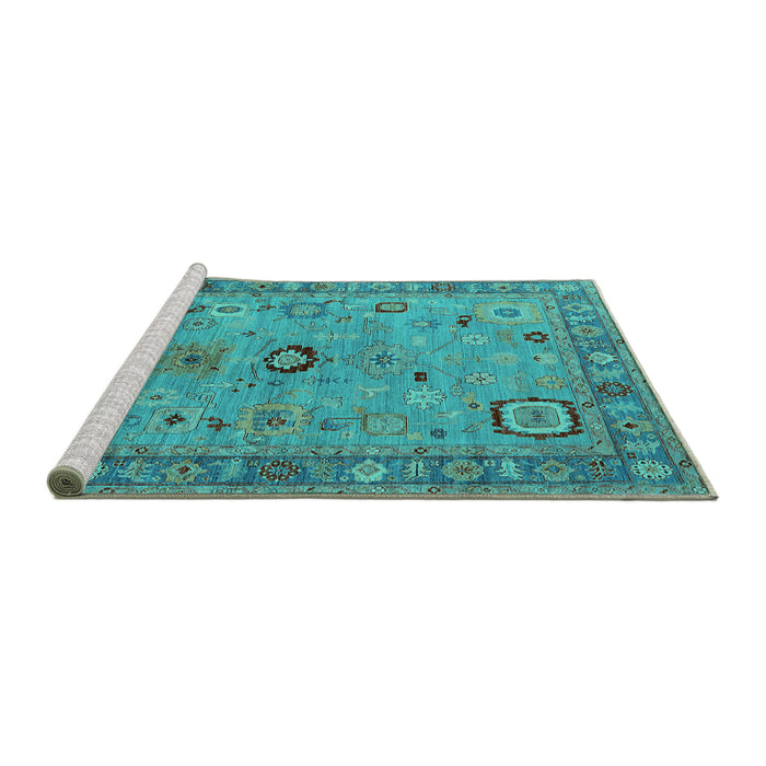 Sideview of Machine Washable Oriental Turquoise Industrial Area Rugs, wshurb2439turq