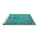 Sideview of Machine Washable Oriental Turquoise Industrial Area Rugs, wshurb2439turq