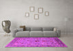 Machine Washable Oriental Pink Industrial Rug in a Living Room, wshurb2439pnk