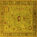 Square Machine Washable Oriental Yellow Industrial Rug, wshurb2439yw