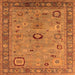 Square Machine Washable Oriental Orange Industrial Area Rugs, wshurb2439org