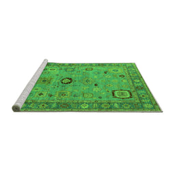 Sideview of Machine Washable Oriental Green Industrial Area Rugs, wshurb2439grn