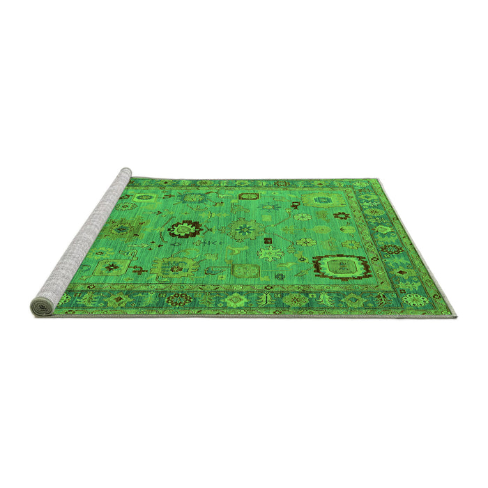 Sideview of Machine Washable Oriental Green Industrial Area Rugs, wshurb2439grn