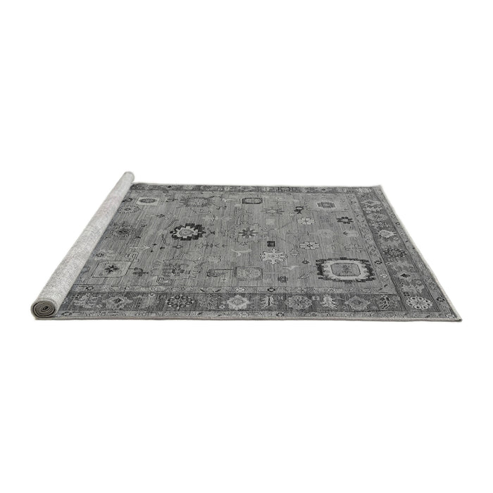 Sideview of Machine Washable Oriental Gray Industrial Rug, wshurb2439gry