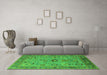 Machine Washable Oriental Green Industrial Area Rugs in a Living Room,, wshurb2439grn