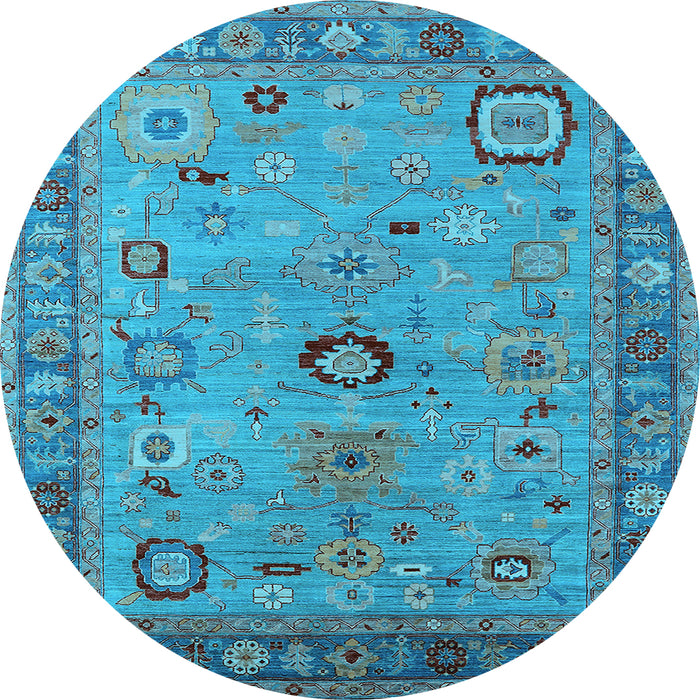 Round Oriental Light Blue Industrial Rug, urb2439lblu