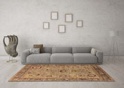 Machine Washable Oriental Brown Industrial Rug in a Living Room,, wshurb2439brn