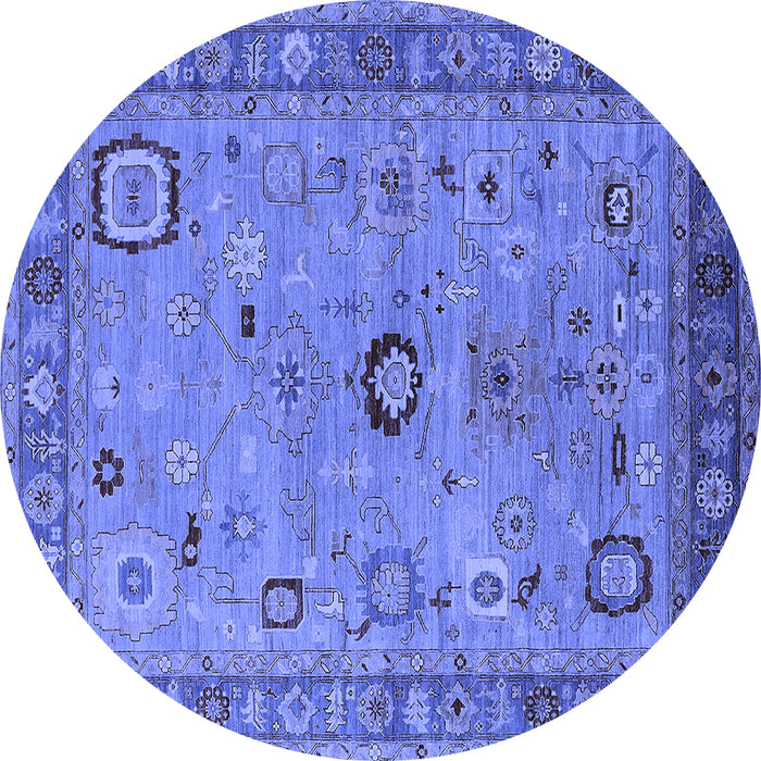 Round Oriental Blue Industrial Rug, urb2439blu