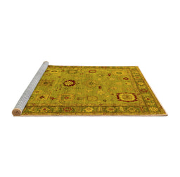 Sideview of Machine Washable Oriental Yellow Industrial Rug, wshurb2439yw