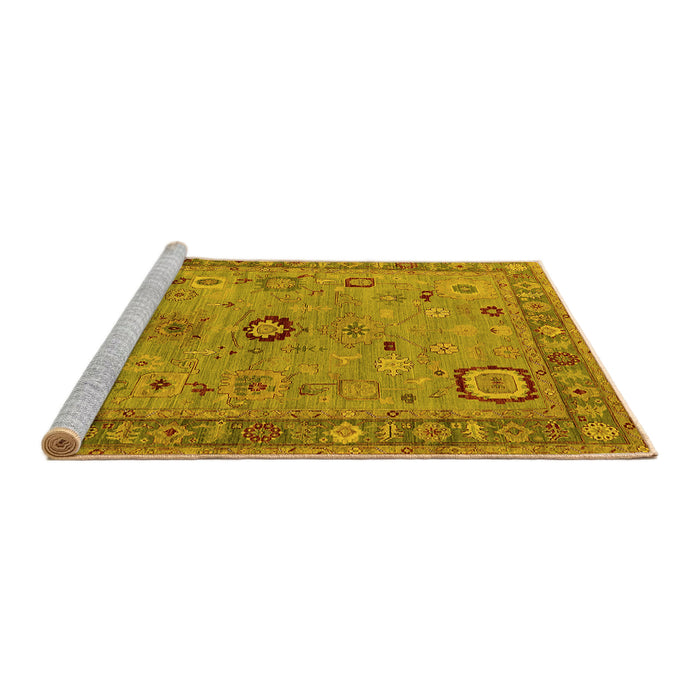Sideview of Machine Washable Oriental Yellow Industrial Rug, wshurb2439yw