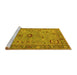 Sideview of Machine Washable Oriental Yellow Industrial Rug, wshurb2439yw